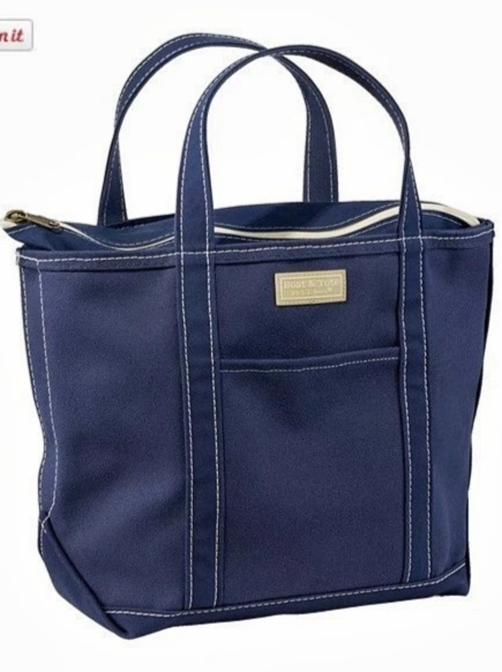 L.L.Bean Boat and Tote, Zip-Top Embroidered Tote in Blue